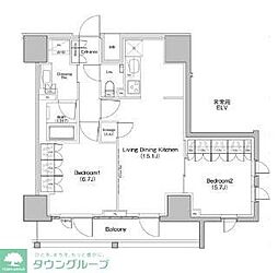 ザ・パークハビオ板橋区役所前 2LDKの間取図画像