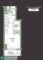 HF明大前レジデンス ワンルームの間取図画像