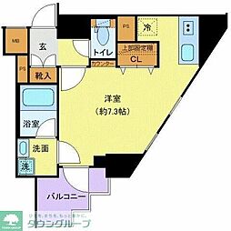 CREVISTA代田橋 ワンルームの間取図画像