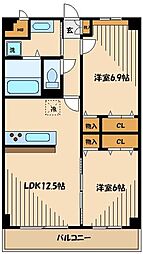 クレールロジュマン 2LDKの間取図画像