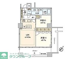 アトラスタワー向ヶ丘遊園 2LDKの間取図画像
