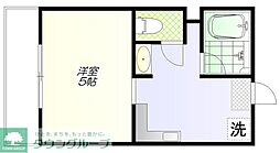 パインヒルハイムCD棟 ワンルームの間取図画像