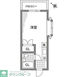 クレセントハイム ワンルームの間取図画像