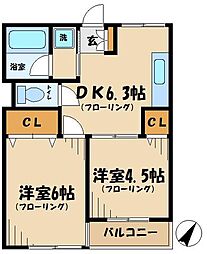 ハイム川原 2DKの間取図画像