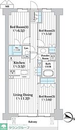 アビティグランデ砧 3LDKの間取図画像