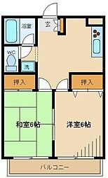 エスポワール西調布 2DKの間取図画像