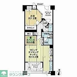 グランシティ上用賀 1LDKの間取図画像