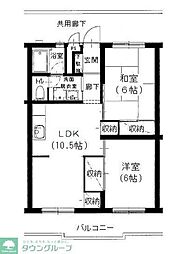 実穂マンション 3LDKの間取図画像