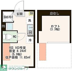 グロワール明大前 IoT 独洗 階段下物置 100有 ワンルームの間取図画像
