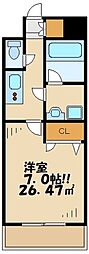 ディクオーレ仙川 1Kの間取図画像