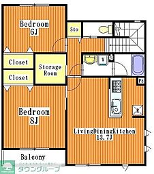 ベルベット 2LDKの間取図画像