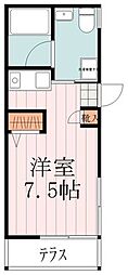 アトリエールそら ワンルームの間取図画像