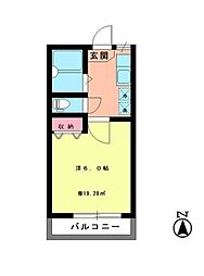 ウッドクレストU 1Kの間取図画像