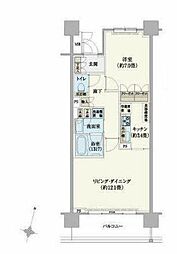 リージア経堂テラスガーデン 1LDKの間取図画像