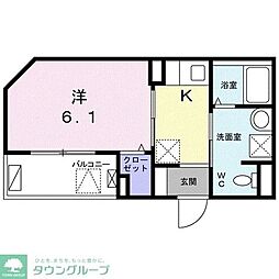 グレース大原 1Kの間取図画像