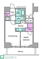 レジディアタワー目黒不動前 1LDKの間取図画像