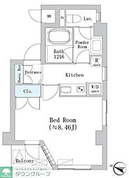 リペリアン中目黒 1Kの間取図画像
