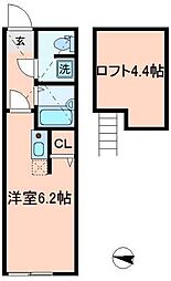 リヴェール武蔵新城 ワンルームの間取図画像