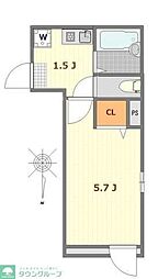アーネスト蒲田 1Kの間取図画像