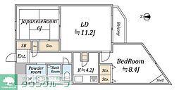 グランツブルク旗の台 2LDKの間取図画像