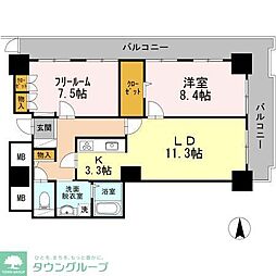 品川シーサイドビュータワー2 2LDKの間取図画像