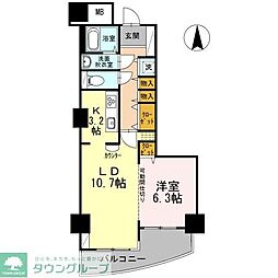 品川シーサイドビュータワー2 1LDKの間取図画像