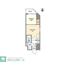 ミュプレ池上 1DKの間取図画像