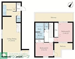 世田谷区下馬5丁目マンション 2LDKの間取図画像