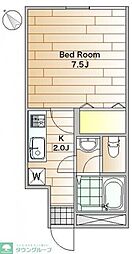 ウイング旗の台パート2 1Kの間取図画像