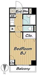 ミレイユ駒場 1Kの間取図画像