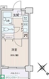 エコロジー都立大学レジデンス 1Kの間取図画像