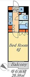 ルーブル目黒不動前 1Kの間取図画像