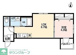 robot home 西馬込(ロボットホーム ニシマゴメ) 1LDKの間取図画像