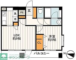 東急ドエルアルス上池台 ワンルームの間取図画像