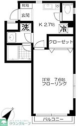 カーザM 1Kの間取図画像