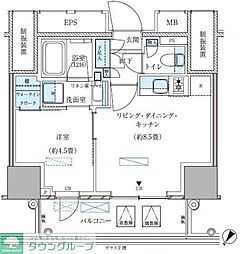 パークアクシス五反田スカイタワー 1LDKの間取図画像