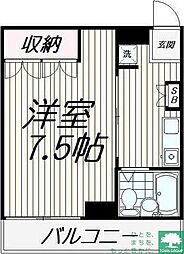 クレール浅野 1Kの間取図画像