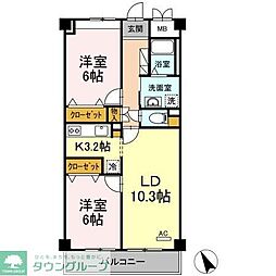グリーンアベニュー 2LDKの間取図画像
