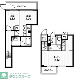 アーバンフラッツ目黒本町 2LDKの間取図画像