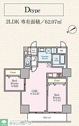 世田谷区玉川台2丁目マンション 2LDKの間取図画像