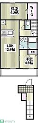 アンソレイユ 2LDKの間取図画像