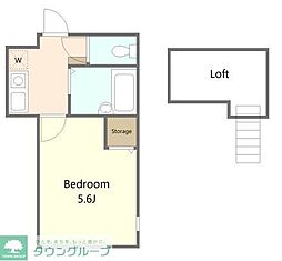 ユイットA 1Kの間取図画像