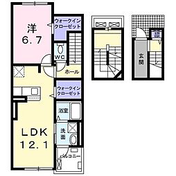 グローブタカ 1LDKの間取図画像
