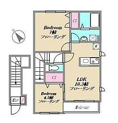 リバーサイドヴィラ 2LDKの間取図画像