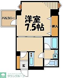 アリオス北里 1DKの間取図画像