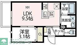 リーベンハイム 1LDKの間取図画像