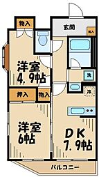 Prezio.y 2DKの間取図画像