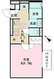 クロスガーデン町田A 1Kの間取図画像