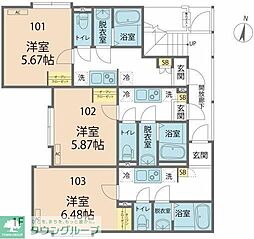 カインドネス相模大野イースト 1Kの間取図画像
