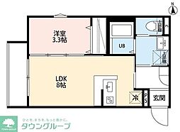 相模原市中央区相模原3丁目アパート 1LDKの間取図画像